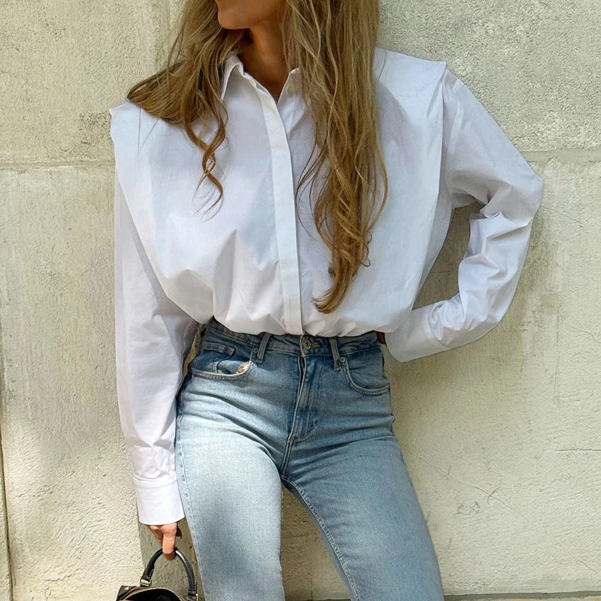 

Linad Office Lady White Single Breasted Blouse For Woman Elegant Lapel Tops Female Autumn Street Chic Long Sleeve Shirts 2025