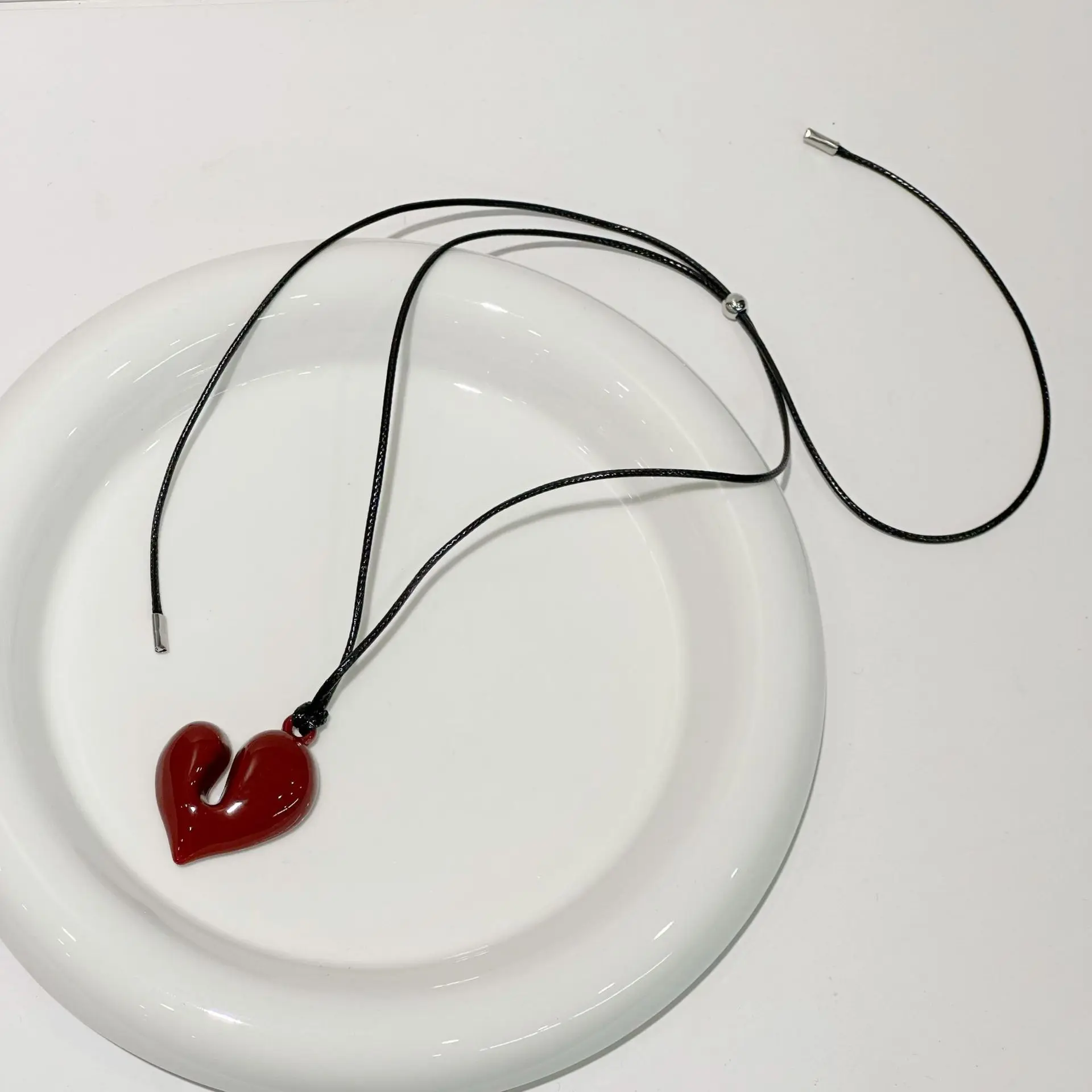 LATS New Heart Pendant Necklace For Women Men 85CM Adjustable Pull-out Sweater Chain Fashion Jewelry Accessory Gift_maomaolike.com