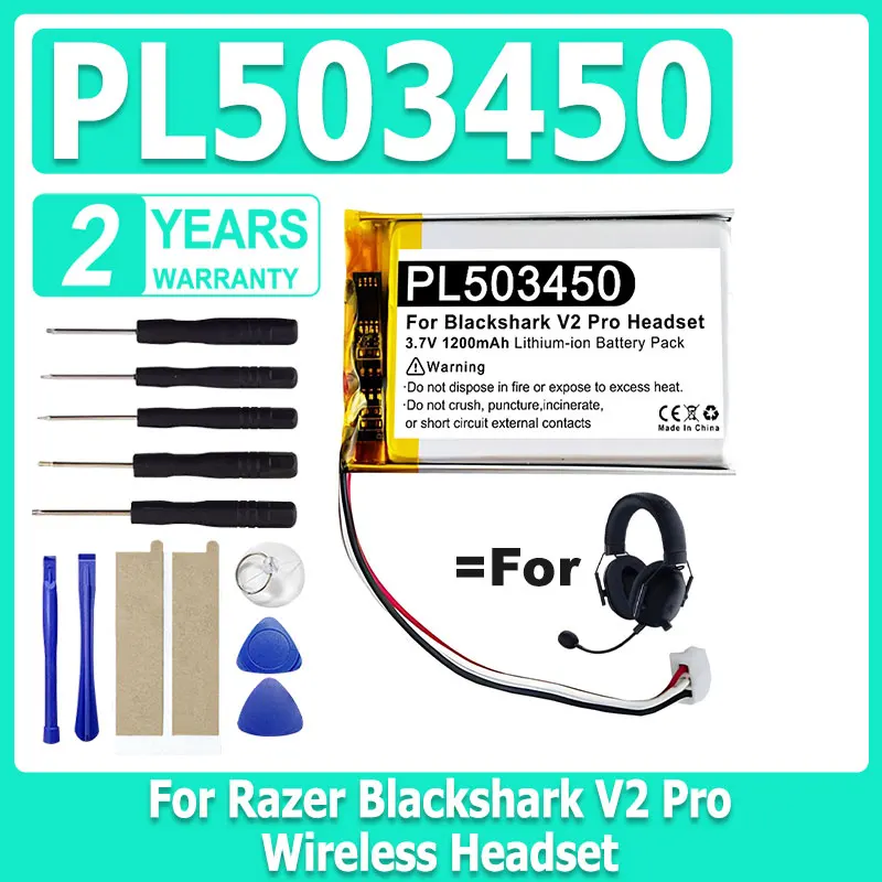 New 1200mAh XDOU Wireless Headset Battery for RAZER Blackshark V2 Pro PL503450 Batteries