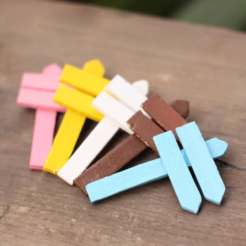 10 Pcs Simulated Succulent Plant Flowerpot Moss Micro Landscape Decoration Guidepost Label Multi-colored Wood Realistic