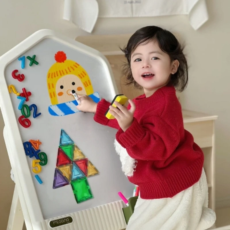 

Магнитная доска для рисования, детский регулируемый мольберт, доска 3-в-1, доска для письма и рисования, складная художественная станция, HDPE, нетоксичная