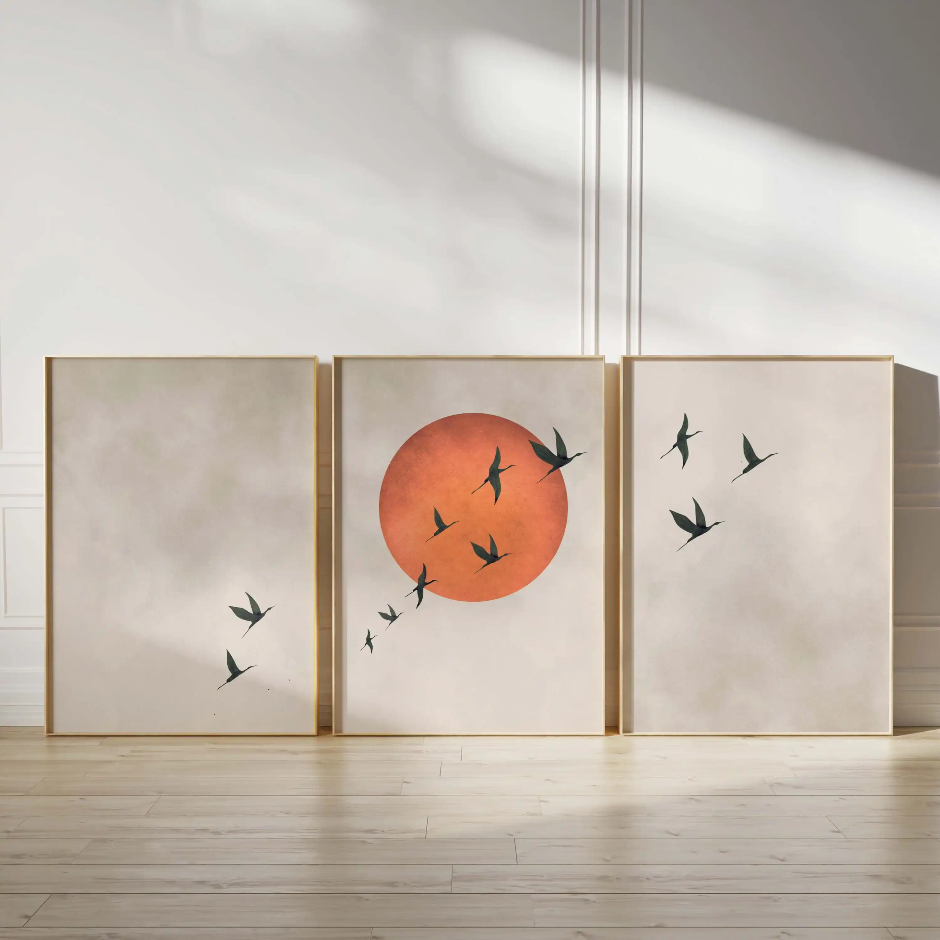conjunto-de-3-quadros-em-tela-sem-moldura-arte-de-parede-com-lua-laranja-e-passaros-voadores-impressoes-vibrantes-estilo-japandi-arte-do-ceu-grande-para-sala-de-estar