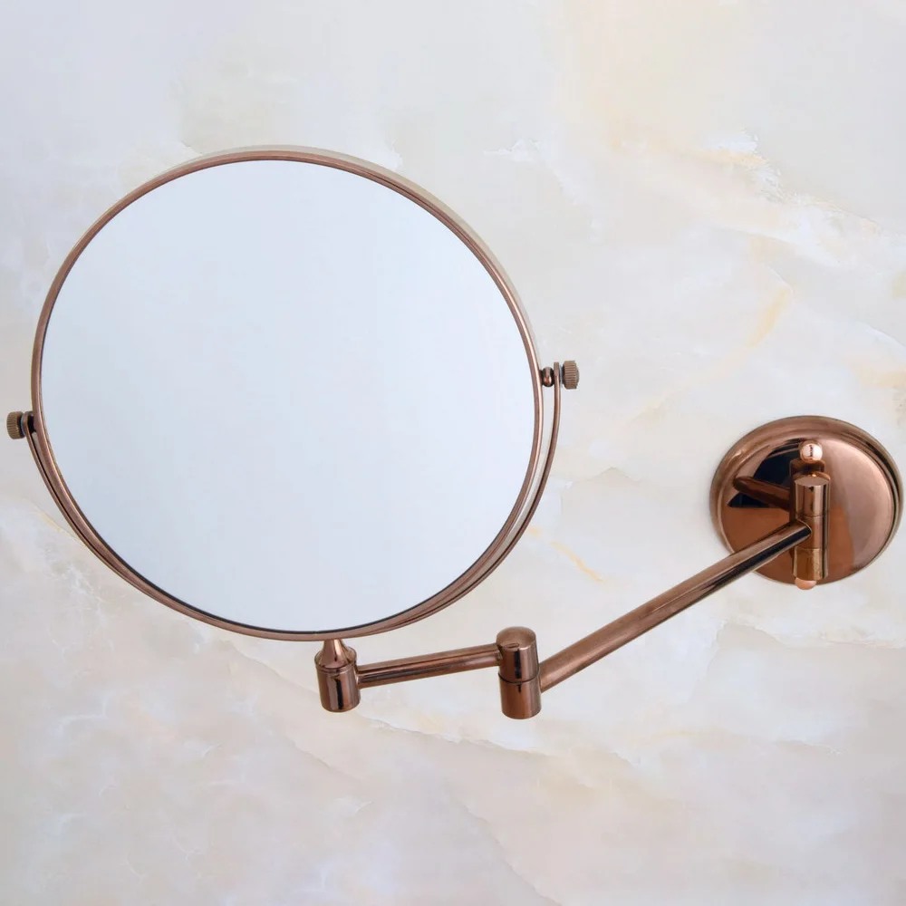 

Rose Gold Brass Bathroom Mirrors 8 Inch 3X 1X Magnification Makeup Mirror Double Sided Makeup Mirror Wall Mounted mba637