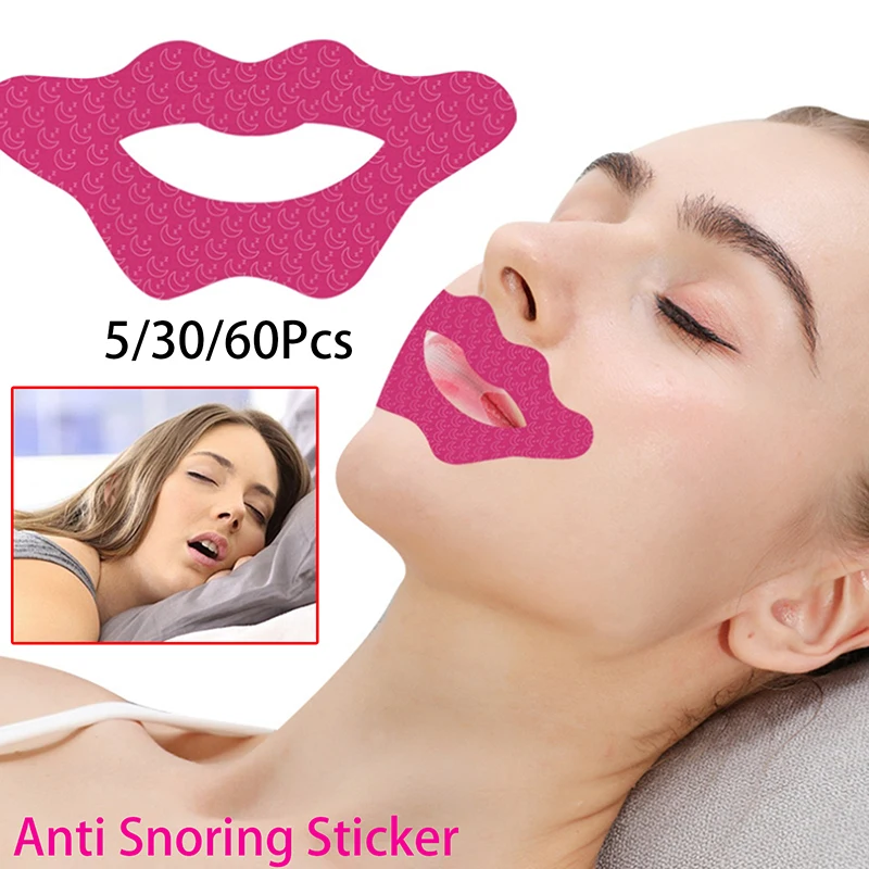 5/30/60Pcs Anti-Snoring Stickers For Adult Night Sleep Lip Nose Breathing Improving Patch Mouth Correction Sticker Tape