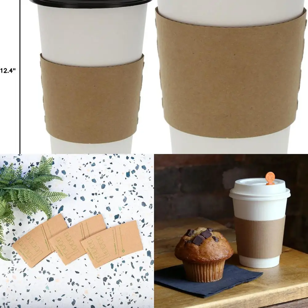 

Recycled Fiber Hot Cup Sleeves, 1000 Pack, Caution Hot, Disposable, Fits Standard Cups