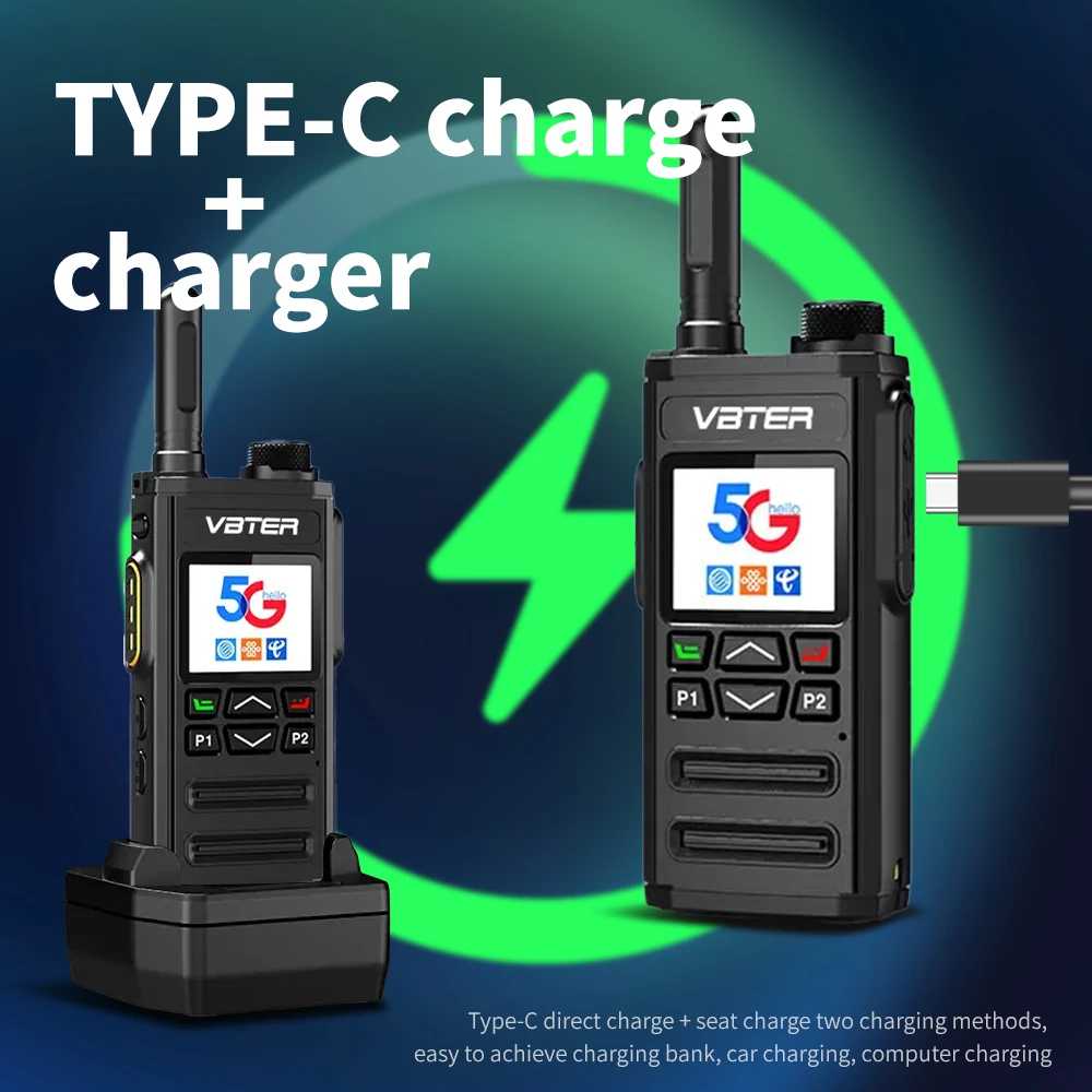 VBTER PPTcalls 5G Портативная портативная рация DMR Тип GPS WiFi LTE Сеть Long Ran 5000 км Совместимые глобальные SIM-карты GSM