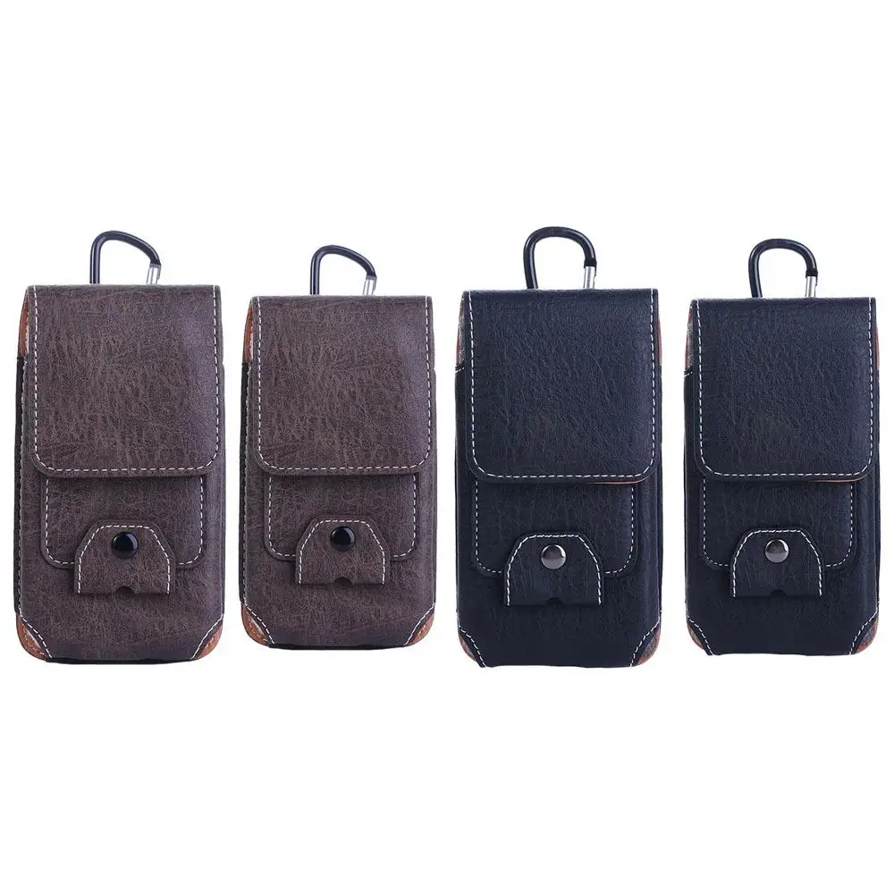 

4.7-6.5 Inch Holster Cover Flip Pockets Hook Hoop Holster Cards Holder Waist Bag Leather Phone Case Belt Clip Holster Bum Bag