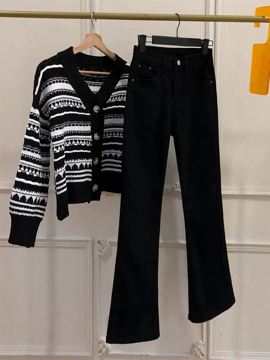 

Черные расклешенные джинсы с высокой талией, эластичные узкие брюки, модные универсальные повседневные брюки, весенне-осенние новые женские джинсы