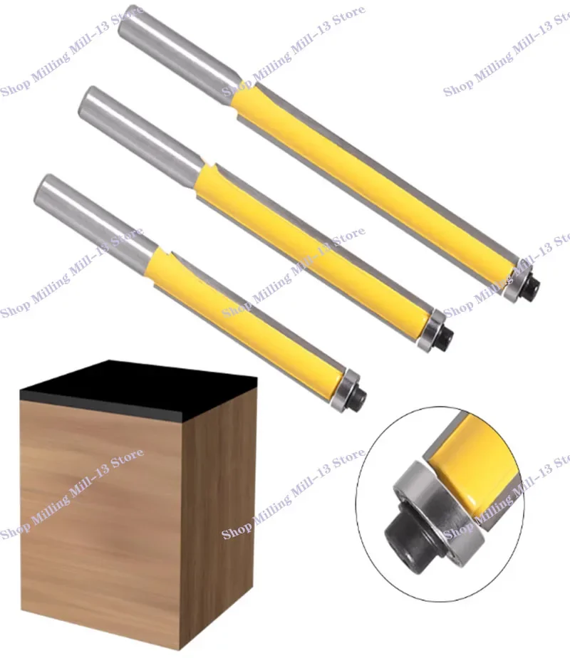 SHANK-Flush Trim Router Bit para Carpintaria, Lâmina, Flush, End Bearing, Ferramenta de Corte, 8mm