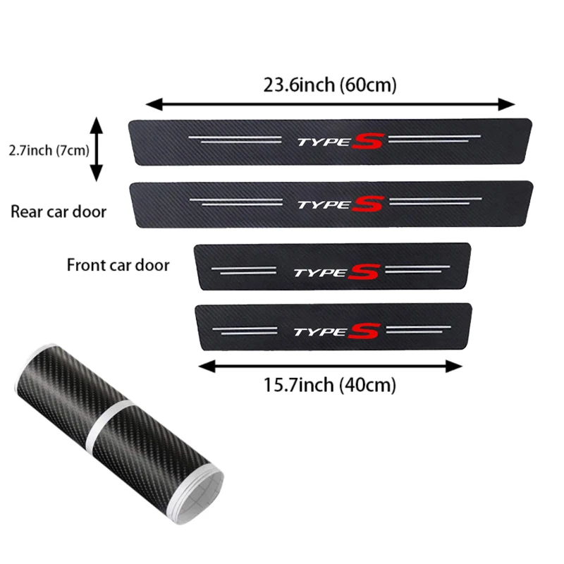 4PCS Car Door Sill Protector Carbon Fiber Stickers for Honda Type R Jazz CIVIC FIT GK5 City CR-V XR-V FN2 EP3 Car Accessories