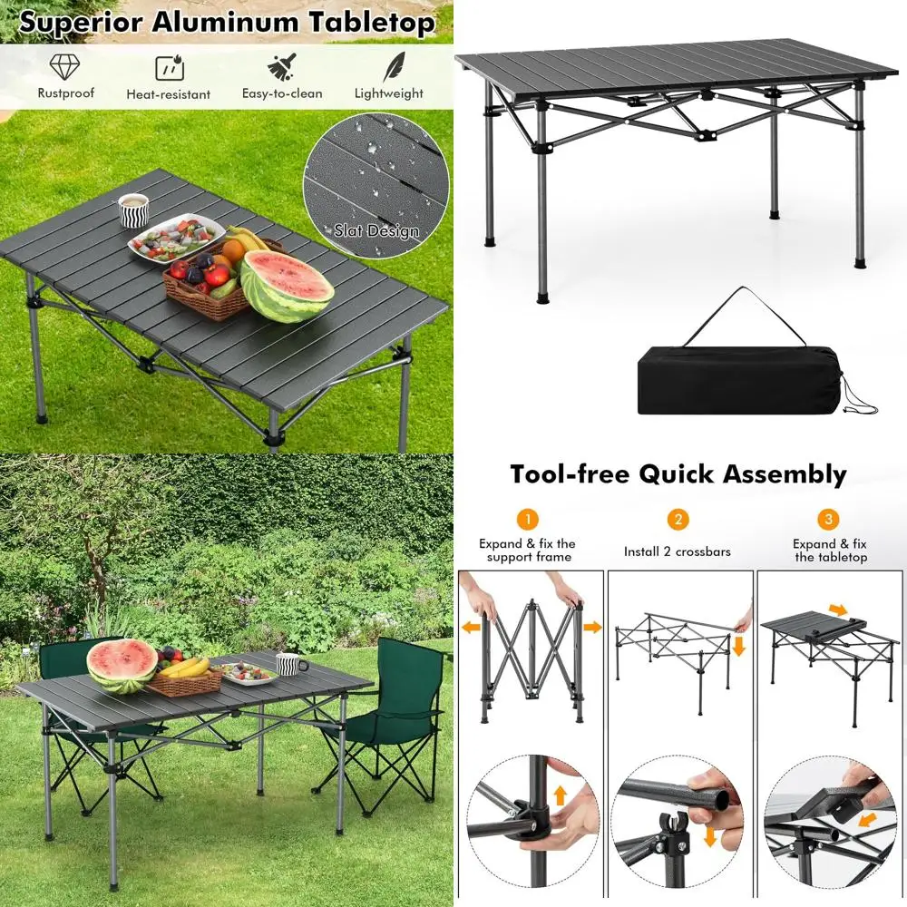 

Компактный складной походный стол на 4-6 человек, с просторной поверхностью, портативный для пикников, отдыха на природе, путешествий и вечеринок