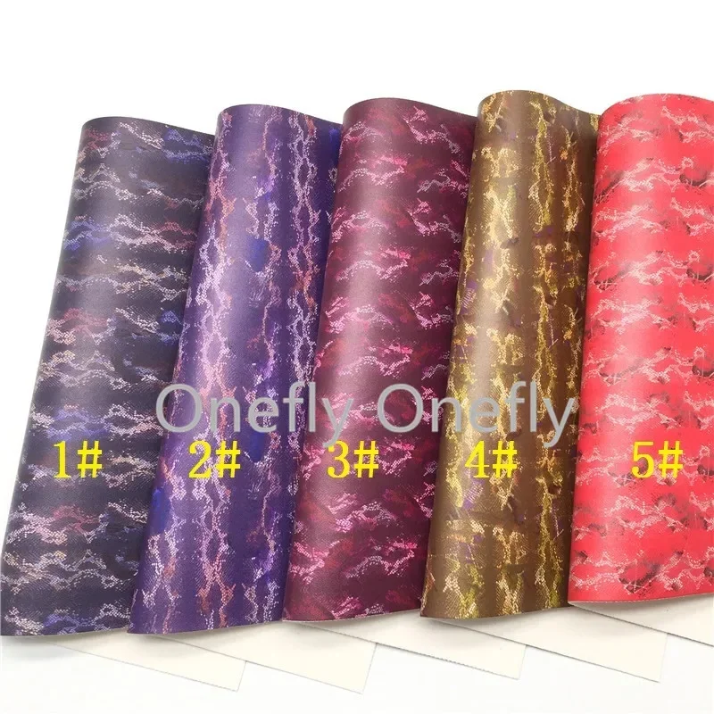 Onefly Snake Python Printed Synthetic Leather, Valentines' Faux Leather Sheets For Bow DIY  handbags shoes  FZ029