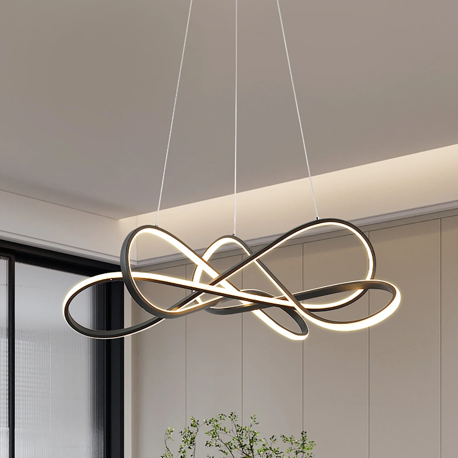 

DIY Modern LED Chandelier lights For Living Dining Room Bar Kitchen Room decoration Hanging Chandelier lamps Chrome Plated Black