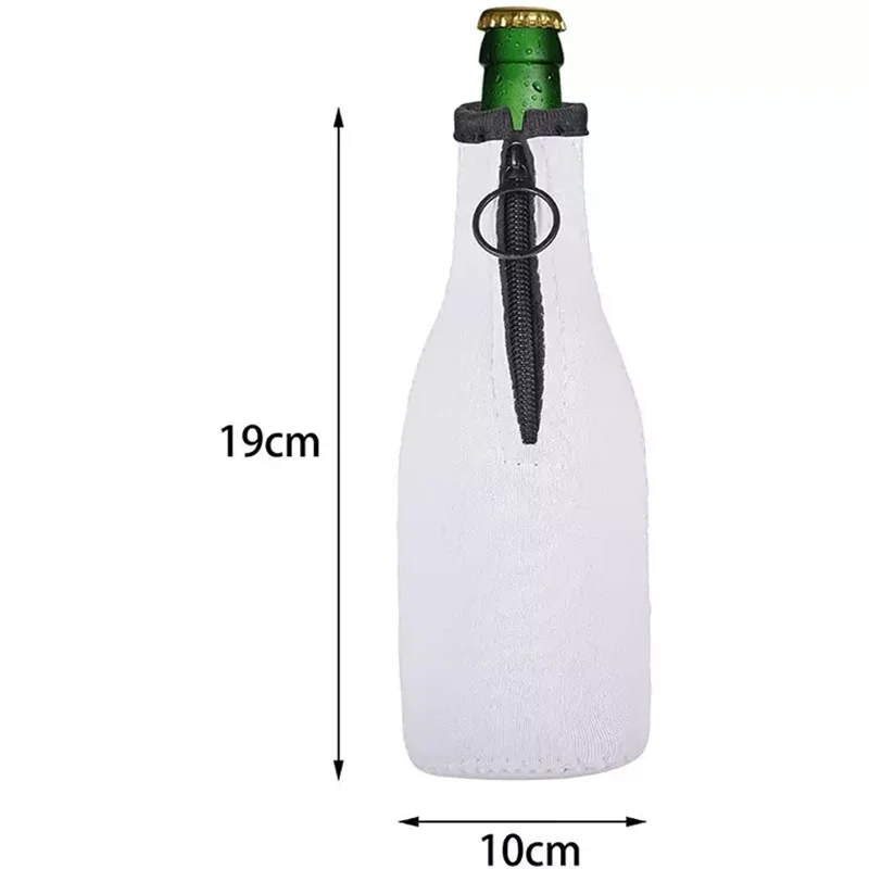 Única sublimação em branco isolado neoprene cerveja capa garrafa refrigerador manga com zíper barra de casa grossa para logotipo diy