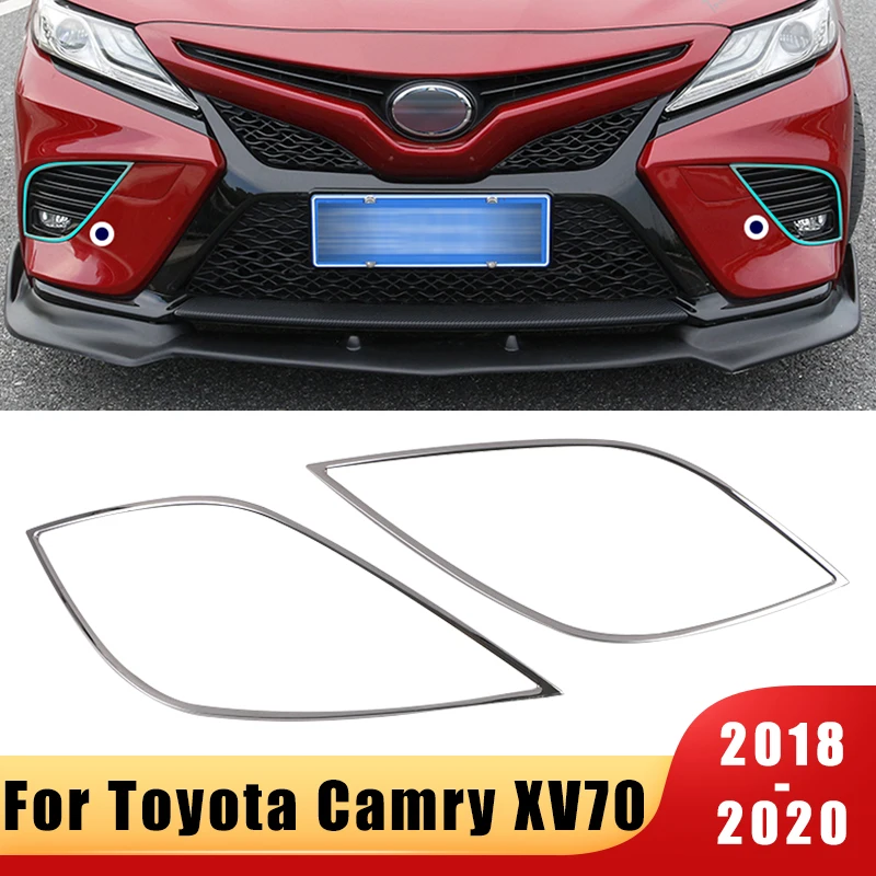 

2pcs Front Foglight Eyebrow Cover Trim Fog Light Lamp Protector Stickers For Toyota Camry Sport V6 SE XSE 2018-2020 Accessories