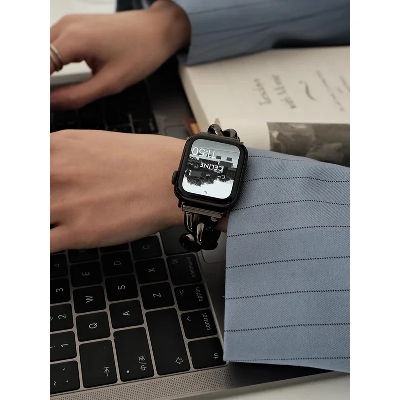 iWatch 울트라 2 10 9 8 7 SE 6 5 4 애플워치 38 40mm 42mm 45 46mm 49mm 용 고급 스테인리스 스틸 밴드 메탈 브레이슬릿 스트랩