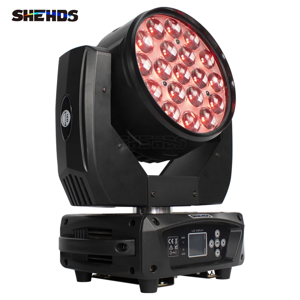 Imagem -02 - Shehds-led Lavagem Feixe 19x15w Rgbw Zoom Movendo a Cabeça Iluminação Controle de Círculo para dj Discoteca Ktv Bar Dança Boate pc