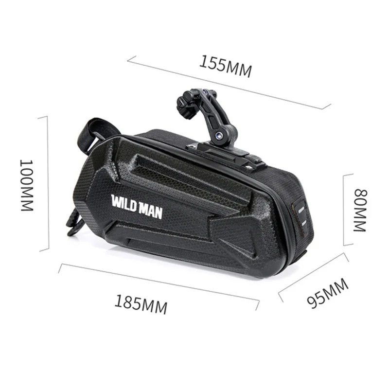 WILD MAN Bike Bag Rear Waterproof Bicycle Saddle Bag Hard Shell Cycling Accessories Bag Can be hung tail lights 1.2L