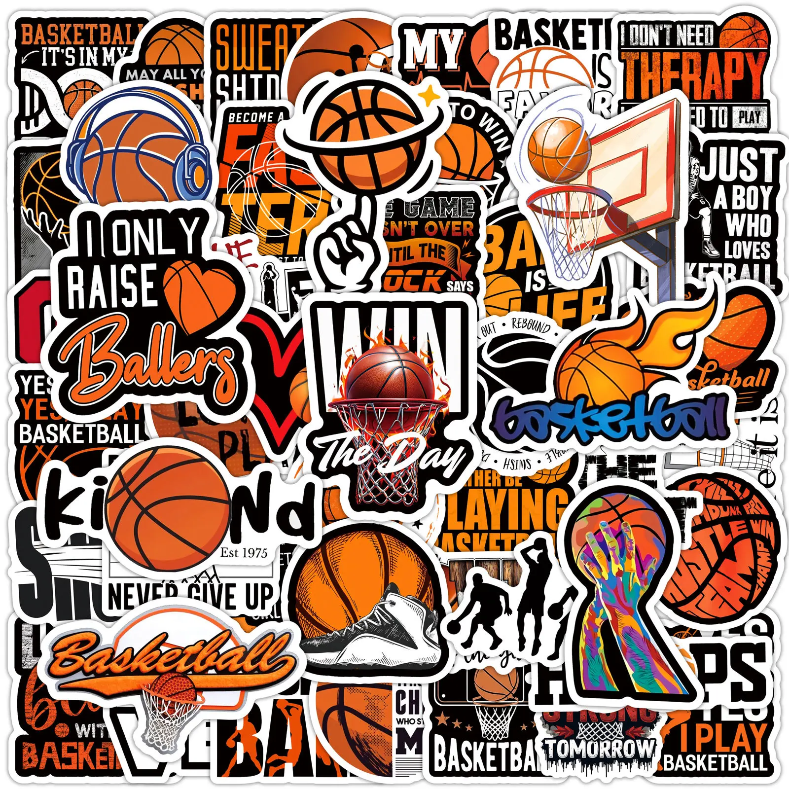 

50Pcs Basketball Sports Stickers Motivational Basketball DIY Stickers Skateboard Motorcycle Suitcase Decor Phone Laptop Decals