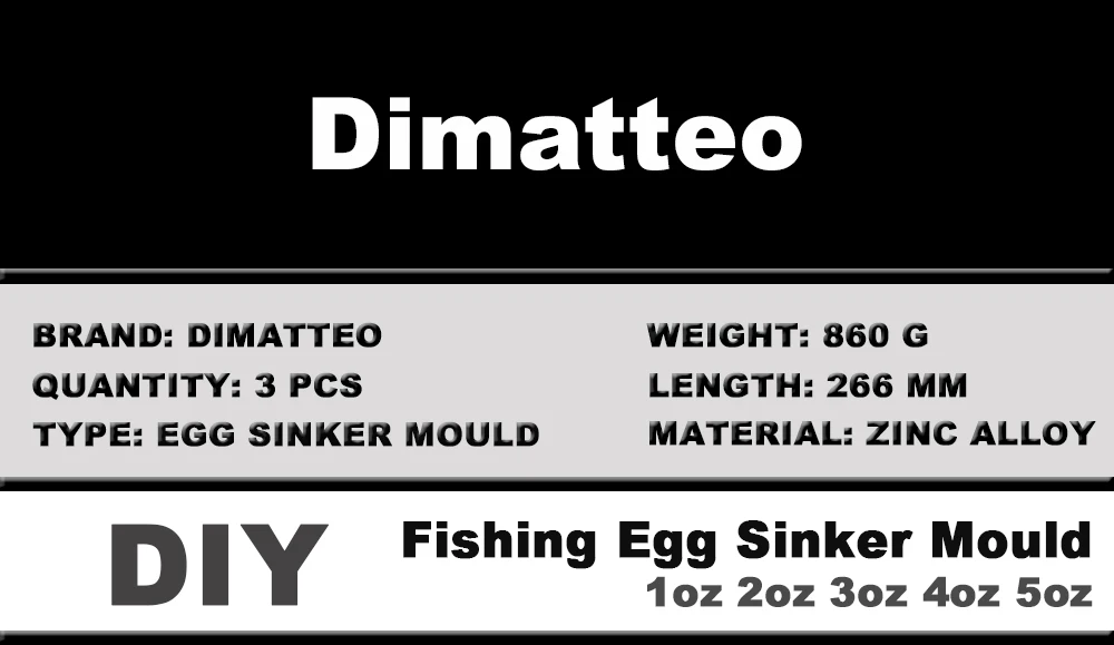 Dimatteo Fishing Egg Sinker Mold Kits 1oz 2oz 3oz 4oz 5oz 5 Cavities