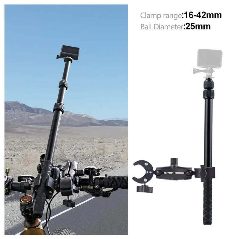 Motorbike 115cm Extension Rod Pole Selfie Stick Telescopic For Cycling DJI Gopro Mobile 3 4 Action Camera Gimbal Accessories