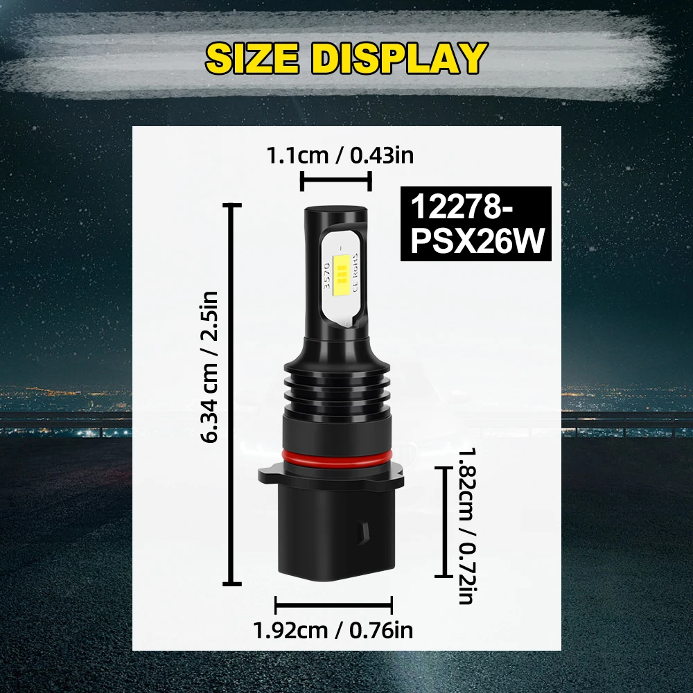 2x12278 PSX26W LED مصابيح الضباب 6000K الأبيض لشروليه كامارو 2010-2015 3570 CSP رقائق مصباح الضباب المدمج في محرك