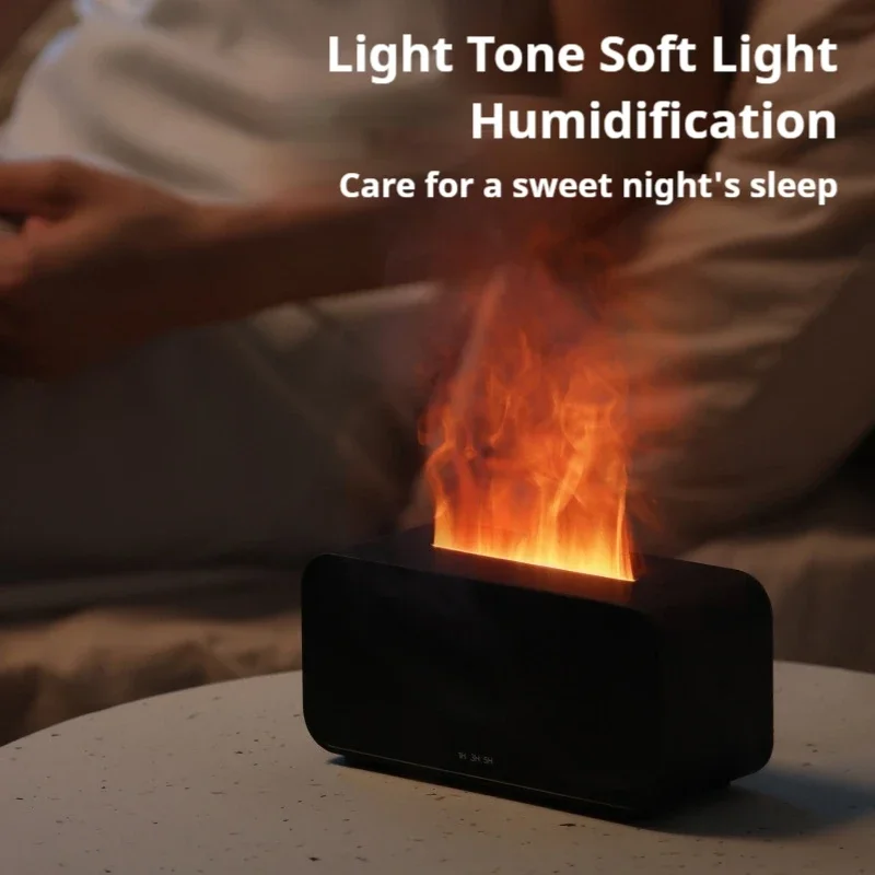 Colorful Flame Fireplace Aroma Diffuser for Home Bedroom Air Humidifier with Timer Remote Control Humidifier Creative Gift