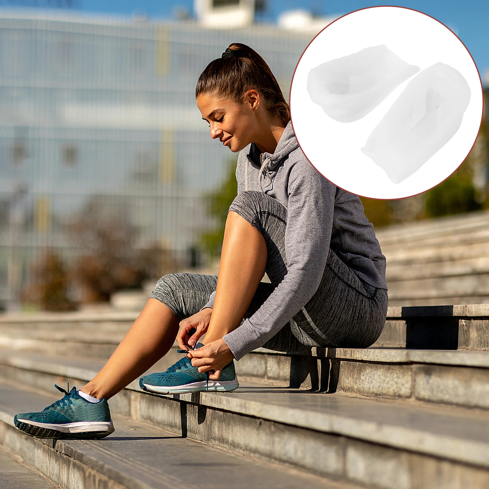 

Silicone Height Increase Insoles Medical Grade Invisible Shoe Pads Heel Lift Inserts Breathable Half Insoles White Socks Fit