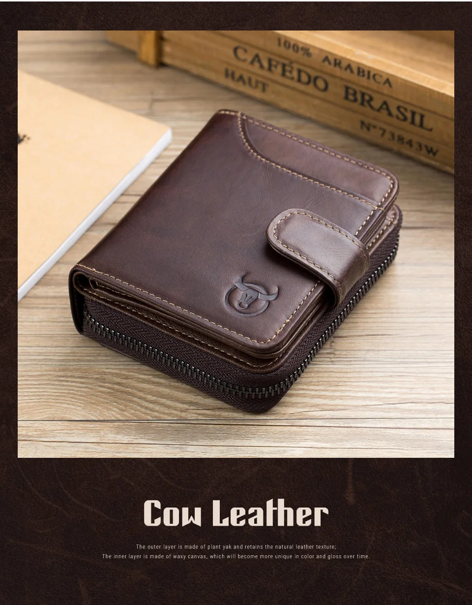 BULLCAPTAIN Business Männer Geldbörse Aus Echtem Leder Geldbörse Multi-Funktion Visitenkarte Halter Kleine Karte Box Leder Geldbörse Mann – Detail 3