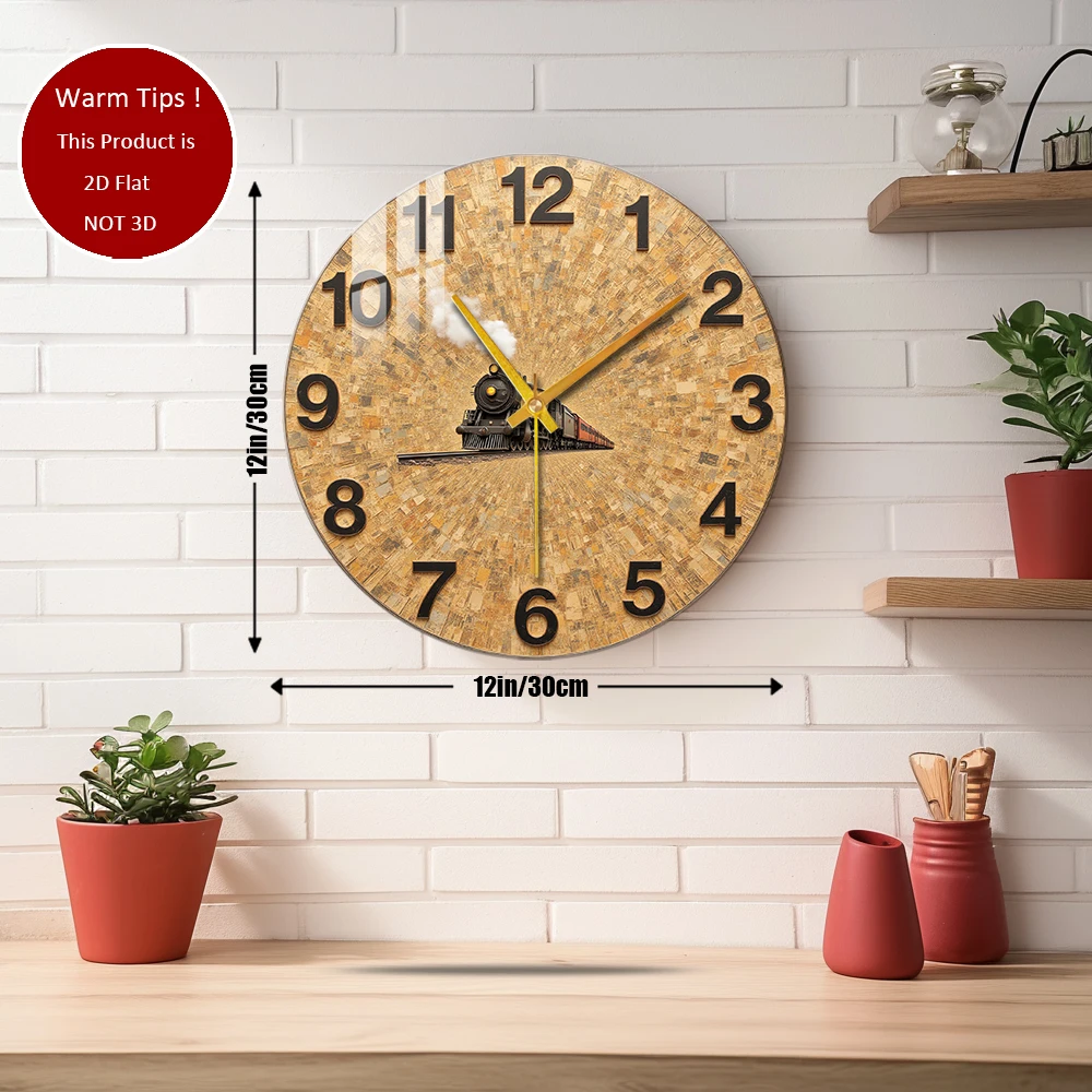 Relógio de parede de vidro temperado design de relógio de trem vintage adequado para decoração de parede ou exibição de mesa em qualquer lugar