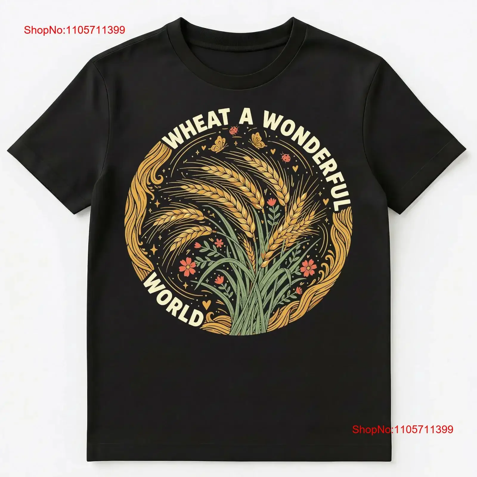 Wheat Nature Design Pun Art T Shirt long or short sleeves vintage Washed designer clothes Versatile Unisex Stretched Stylish