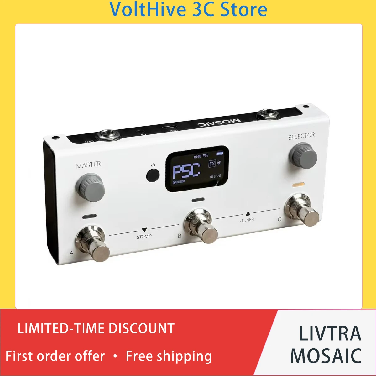 livtra-mosaic-pro-mobile-fx-guitar-processor-for-creators-3-switch-8hr-battery-30-amps-cabs-ir-nam-usb‑c-rec-ai-drum-app-gift