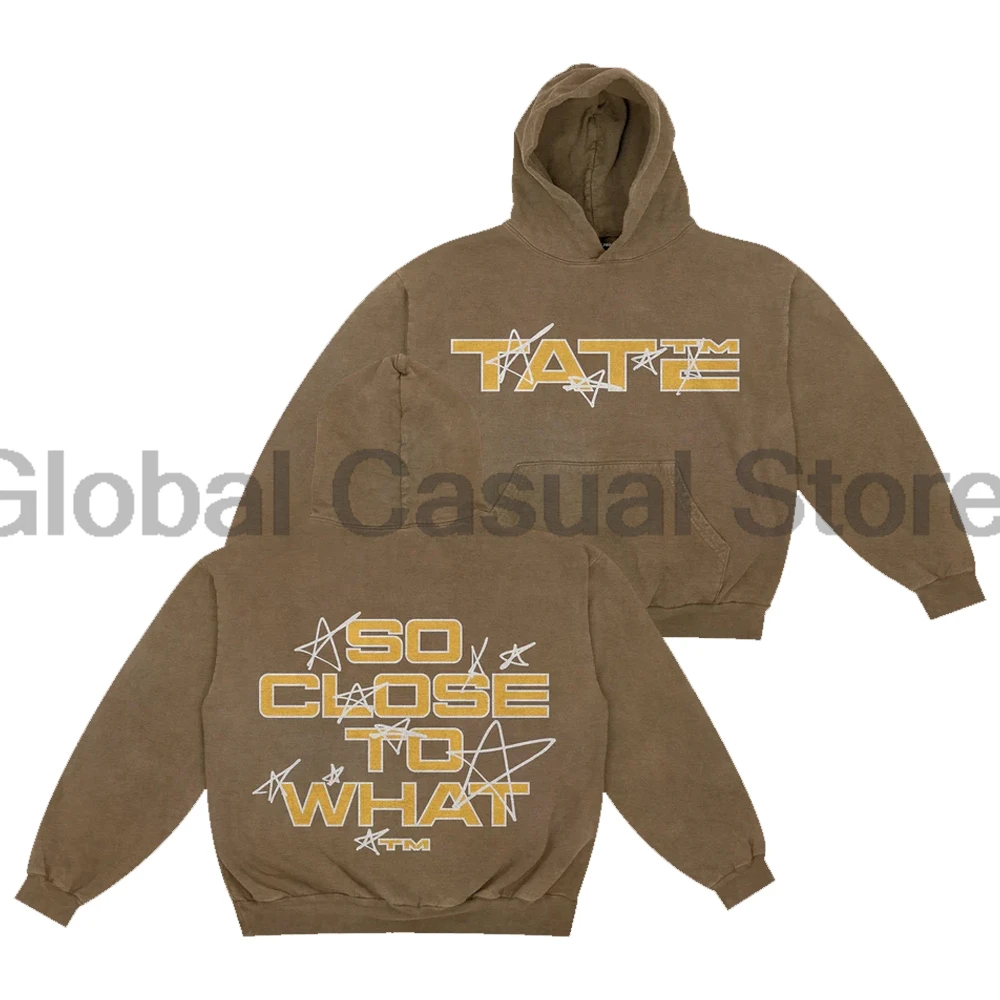 Tate McRae So Close To What Merch Stars Brown Hoodies Jogger Pants Two Piece Set Sweatshirts+Sweatpants Men Women's Set