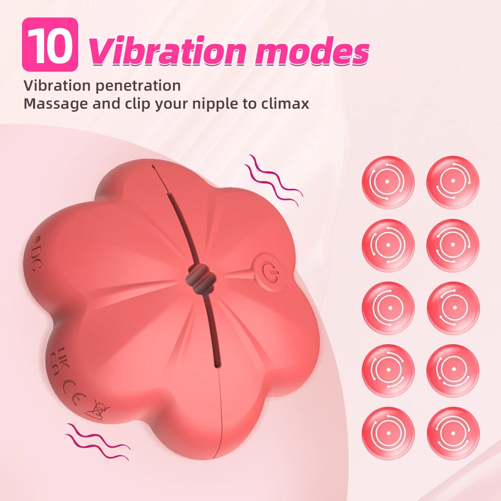 Female Silicone Masturbation Toy Vibrating Nipple Clip Adult Product Sm Tools Sexy Beauty Flower Sexual Pleasure