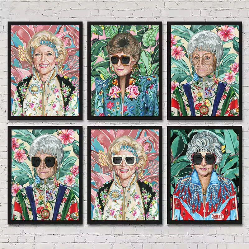 The Golden Girls Classic 80s TV Series Blanche with Glasses Fashion Poster Canvas Painting Wall Art Picture Home Interior Decor