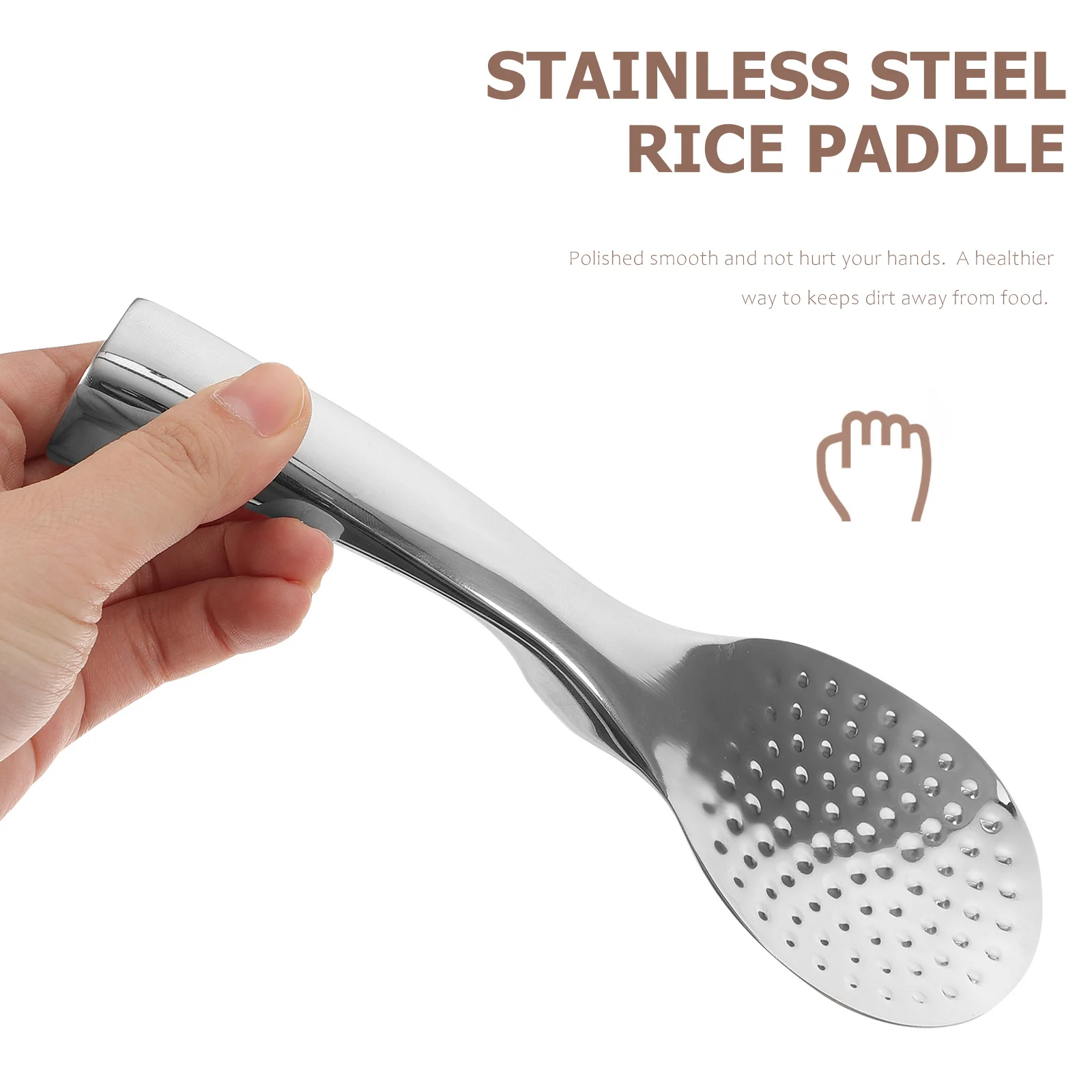 

1pc Paddle Spoon Stainless Steel Non Stick Kitchen Rice Scooper Reusable Serving Spoon For Rice Cooker Salad Cooking Supplies