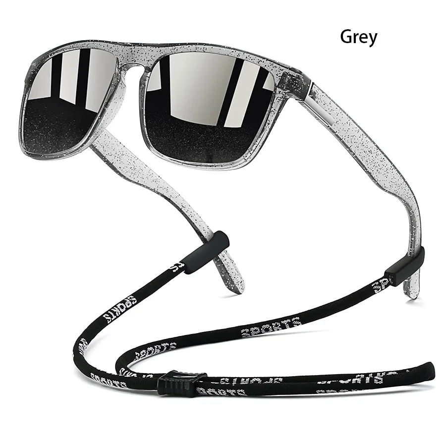 Sonnenbrille mit Kette für Männer und Frauen, klassisch quadratisch, zum Fahren, Angeln, farbenfroh, leicht, Outdoor-Schutzbrille – Detail 2