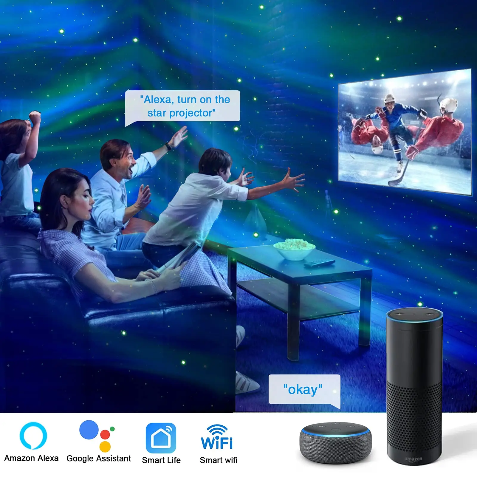 Smart Nachtlicht Aurora Galaxy Projektor LED Drehen Bluetooth Lautsprecher Sky Projektion Lampe Weiß Noise Decor Schlafzimmer Party Geschenke