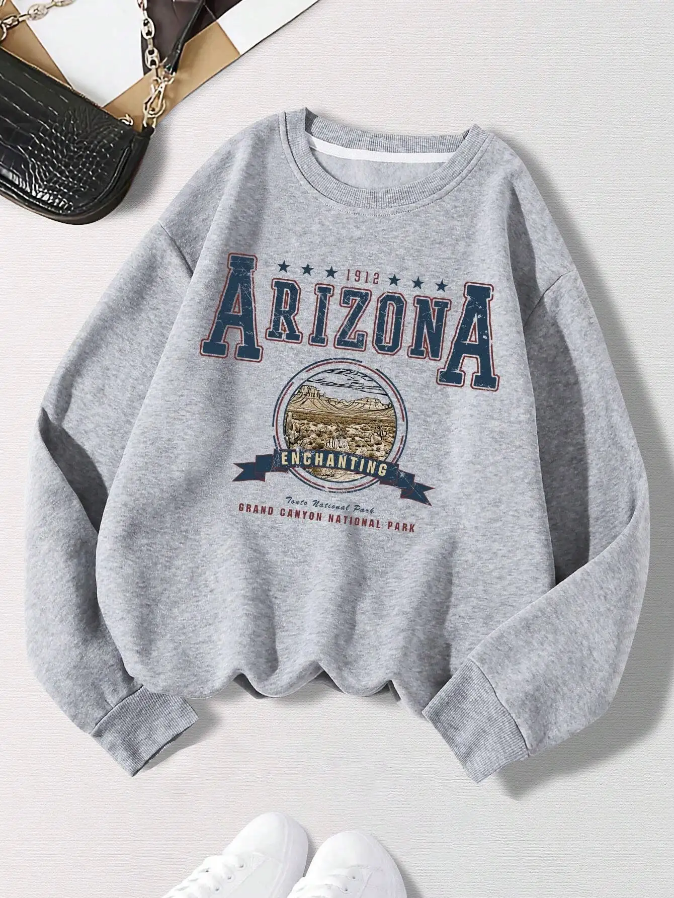 

Arizona Vintage Graphic Sweatshirt for Women, Grand Canyon National Park Design, Fall Back to School Outfit