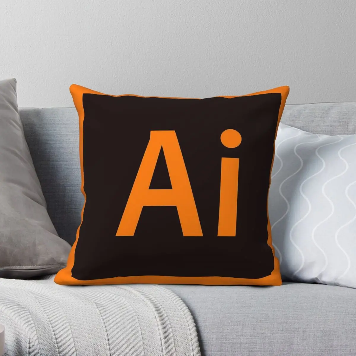 Adobe Illustrator Ai Square Pillowcase Polyester Linen Velvet Creative Zip Decorative Sofa Cushion Case Wholesale