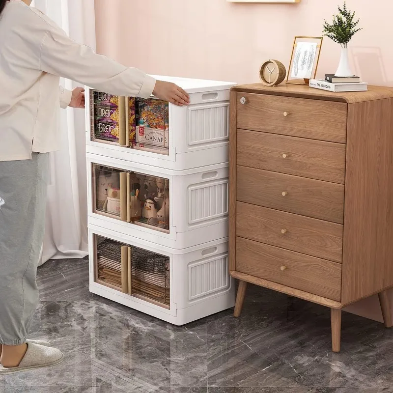 Household clothing storage box Plastic wardrobe storage box Toy snacks clear folding storage box, three sizes