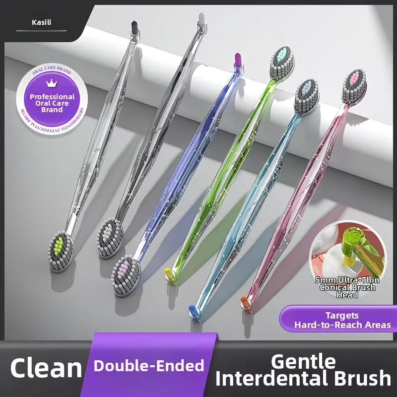 2pcs Orthodontic Toothbrush, Deep and Clean Teeth, Soft Bristle Brush Head, Dual-Use for One Brush, anti Slip Brush Handle