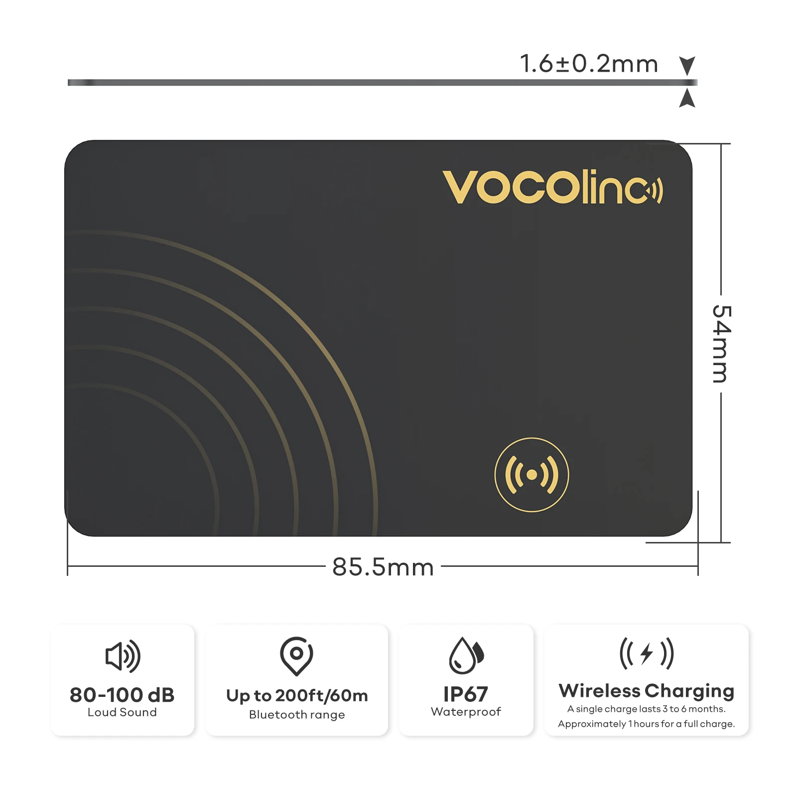 1Pcs VOCOlinc Wireless Charging Wallet Tracking Card Tag, Smart Bluetooth Car Locator, Item Finder, Use with Find My (iOS Only)