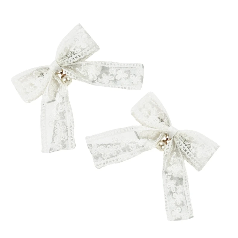 

Lace Bows Haipin Bowknot Pearls Side Clip Bows Hair Clip for Girls Subculture