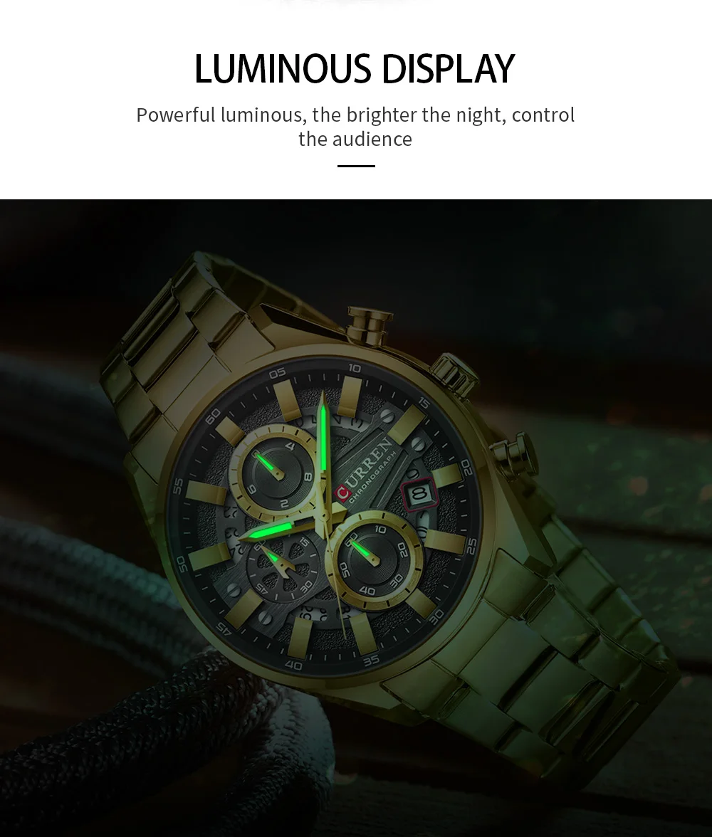 CURREN Top-Luxus-Business-Kalender, multifunktionale, wasserdichte Sport-Herren-Quarzuhr, Bau-Armbanduhr für Herren – Detail 6