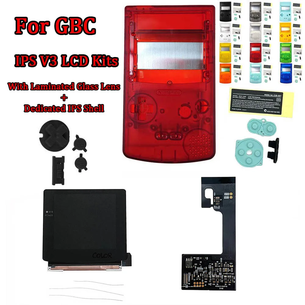 

Customized IPS Housing Shell with IPS V3 Black Laminated LCD Screen Have OSD Menu Function for GBC GameBoy Color with Buttons