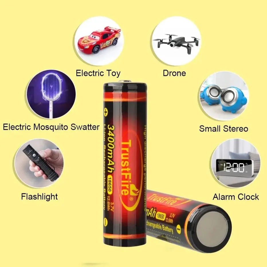 TrustFire 18650 Li-Ion Battery 3400Mah 3.7V Rechargeable Lithium Batteries For Electri Toy Bicycle Light Headlight Flashlight