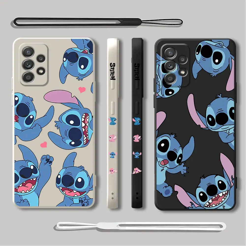 Cartoon Disney Stitch Phone Case for Xiaomi Redmi Note 9S 12 9 10 Pro 5G 8 11 Pro 10 7 12S 11S 10T 9T Square Liquid Cover