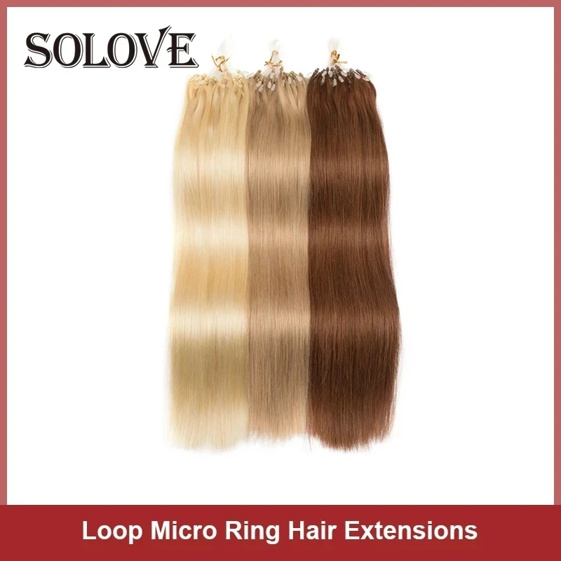 Straight Loop Micro Ring Hair Extensions Brazilan Remy Human Hair Extension Natural Capsule Keratin 40G/50G/Pack Blond Black