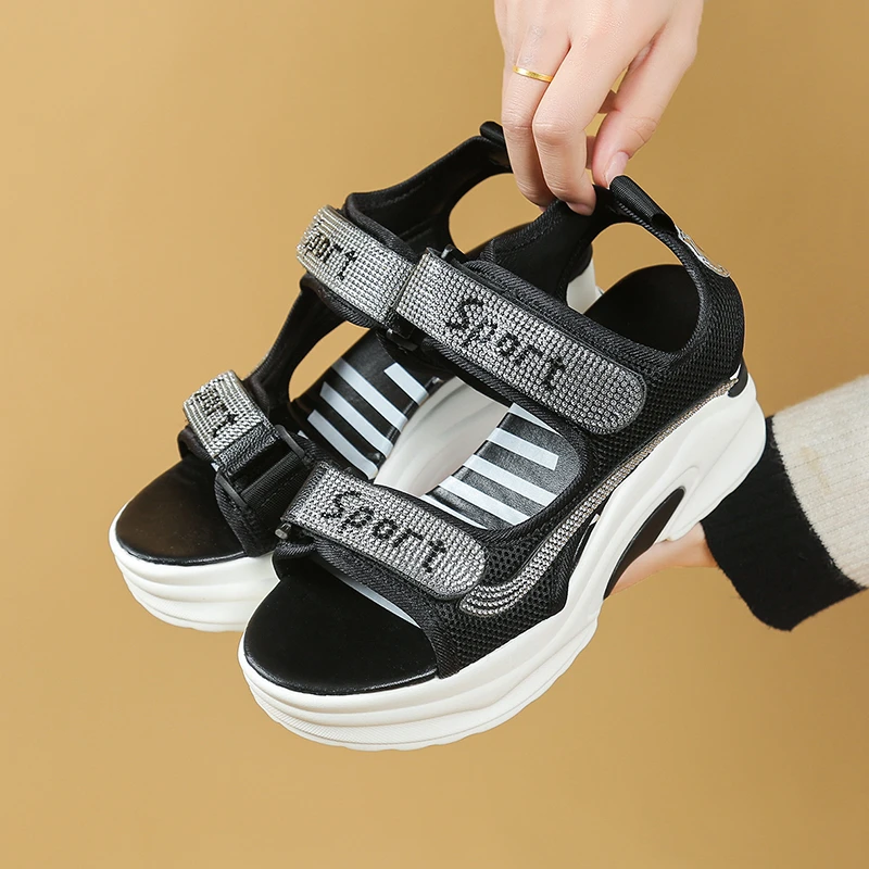 

2025 Sports Sandals for Women New Summer Fish Mouth Wedge Muffin Platform Daddy High Heels To Increase Women's Shoes